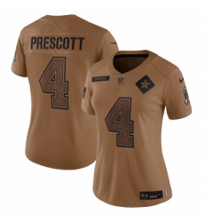 Women's Dallas Cowboys #4 Dak Prescott Nike Brown 2023 Salute To Service Limited Jersey