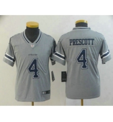 Youth Dallas Cowboys #4 Dak Prescott Grey 2019 Inverted Legend Stitched NFL Nike Limited Jersey