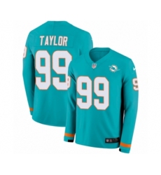 Youth Nike Miami Dolphins #99 Jason Taylor Limited Aqua Therma Long Sleeve NFL Jersey