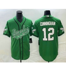 Men's Nike Philadelphia Eagles #12 Randall Cunningham Green Cool Base Stitched Baseball Jersey