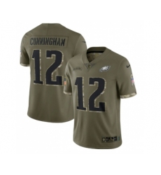 Men's Philadelphia Eagles #12 Randall Cunningham 2022 Olive Salute To Service Limited Stitched Jersey