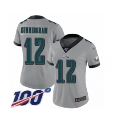 Women's Philadelphia Eagles #12 Randall Cunningham Limited Silver Inverted Legend 100th Season Football Jersey