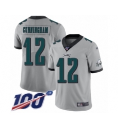 Youth Philadelphia Eagles #12 Randall Cunningham Limited Silver Inverted Legend 100th Season Football Jersey