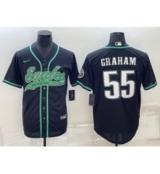 Men's Philadelphia Eagles #55 Brandon Graham Black With Cool Base Stitched Baseball Jersey