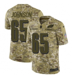 Men's Nike Philadelphia Eagles #65 Lane Johnson Limited Camo 2018 Salute to Service NFL Jersey