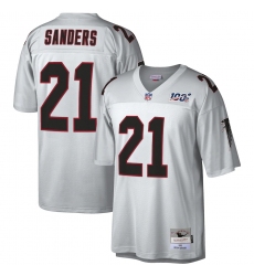 Men's Atlanta Falcons #21 Deion Sanders Mitchell & Ness Platinum NFL 100 Retired Player Legacy Jersey