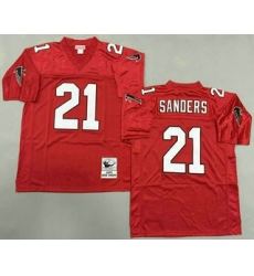 Men's Atlanta Falcons #21 Deion Sanders Red 1992 Throwback Jersey
