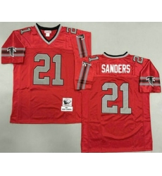 Men's Atlanta Falcons #21 Deion Sanders Red Grey 1992 Throwback Jersey