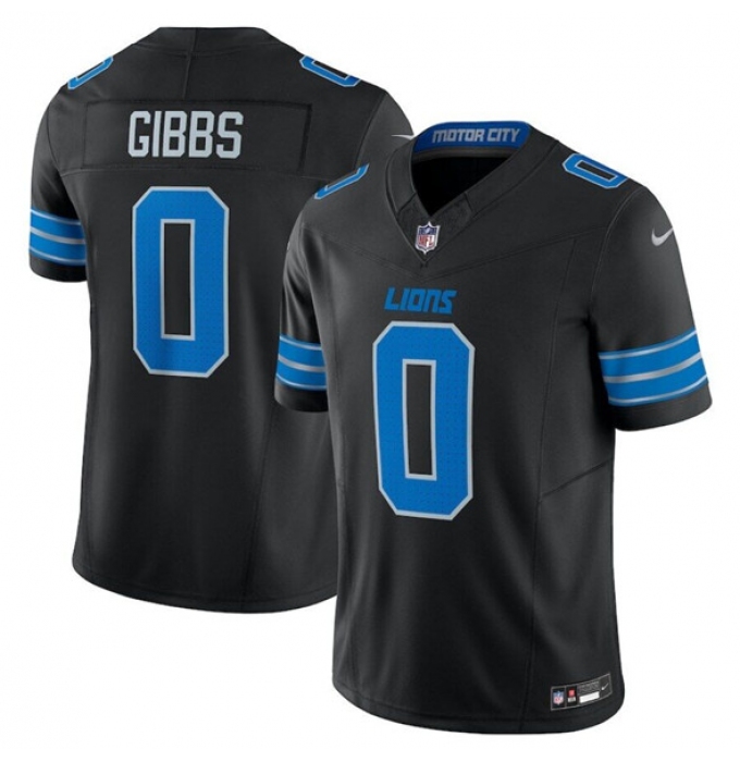 Women's Detroit Lions #0 Jahymr Gibbs Black 2025 F.U.S.E. Vapor Limited Football Stitched Jersey(Run Smaller)
