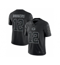 Men's Green Bay Packers #12 Aaron Rodgers Black Reflective Limited Stitched Football Jersey