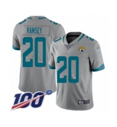 Men's Nike Jacksonville Jaguars #20 Jalen Ramsey Silver Inverted Legend Limited 100th Season NFL Jersey