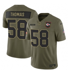 Men's Kansas City Chiefs #58 Derrick Thomas Olive 2025 Salute to Service Limited Football Stitched Jersey