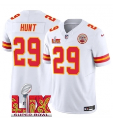 Men's Kansas City Chiefs #29 Kareem Hunt White 2025 Super Bowl LIX F.U.S.E. Vapor Limited Stitched Football Jersey